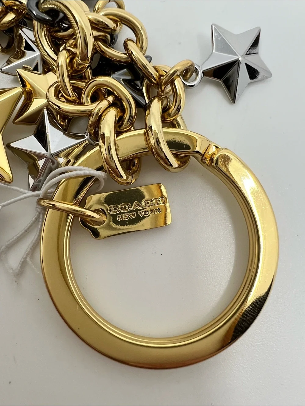 Coach Stars Gold Silver and Black Key Ring and Charm